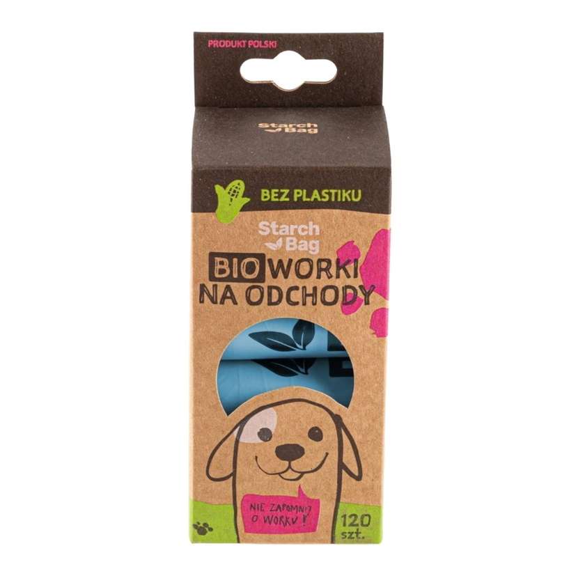 Starchbag Compostable Bio Waste Bags 8 Rolls X 15pcs, Blue Color