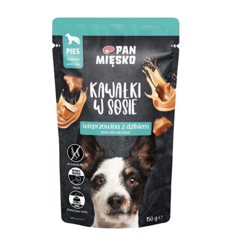 Pan Mięsko Wet Dog Food Pieces In Sauce Pork With Wild Boar (Adult) 150g