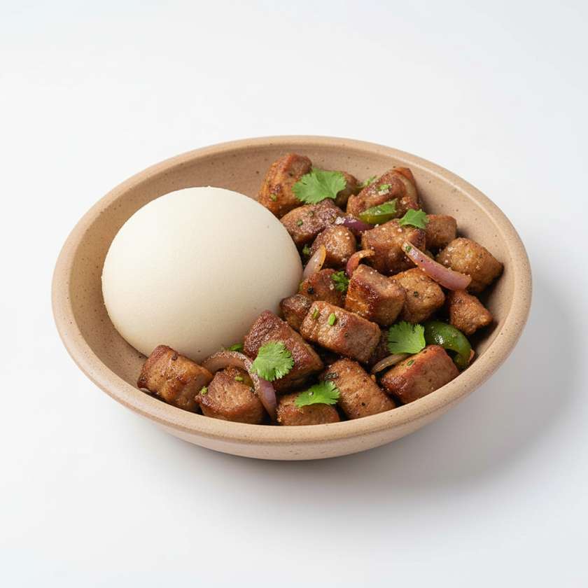Pork Dry Fry served with ugali