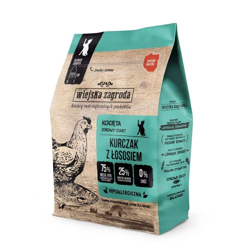 Wiejska Zagroda Dry Cat Food Chicken With Salmon (Kitten) 400g