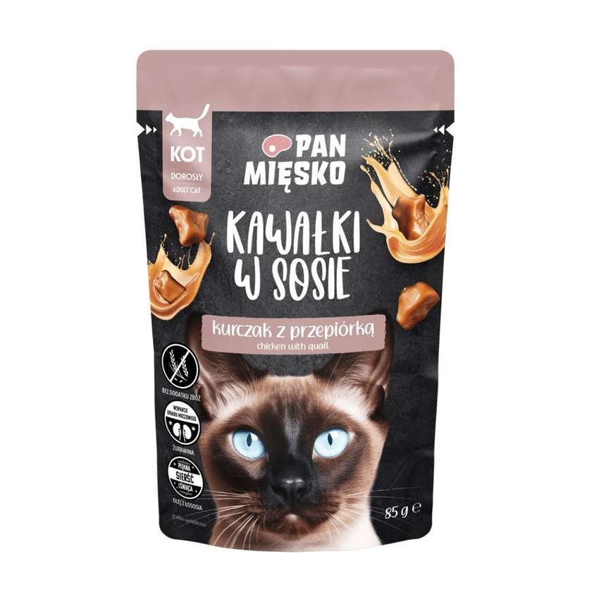 Pan Mięsko Wet Cat Food Pieces In Sauce Chicken With Quail (Adult) 85 G