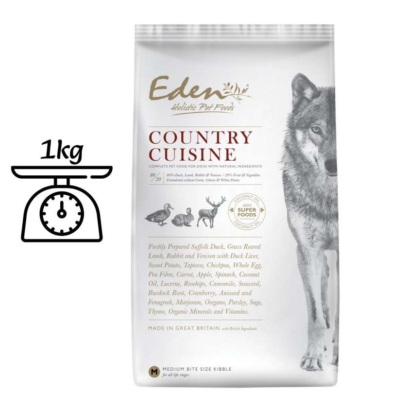 Eden Country Cuisine Size M/L - Food For Medium And Large Breed Dogs, With Duck, Lamb, Rabbit, Venison 1kg
