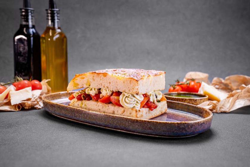 Panini with Brined Goat Cheese Cream and Pesto (Veg)