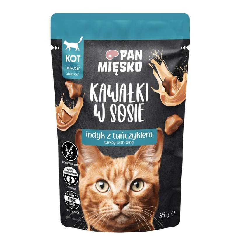 Pan Mięsko Wet Cat Food Pieces In Sauce Turkey With Tuna (Adult) 85g