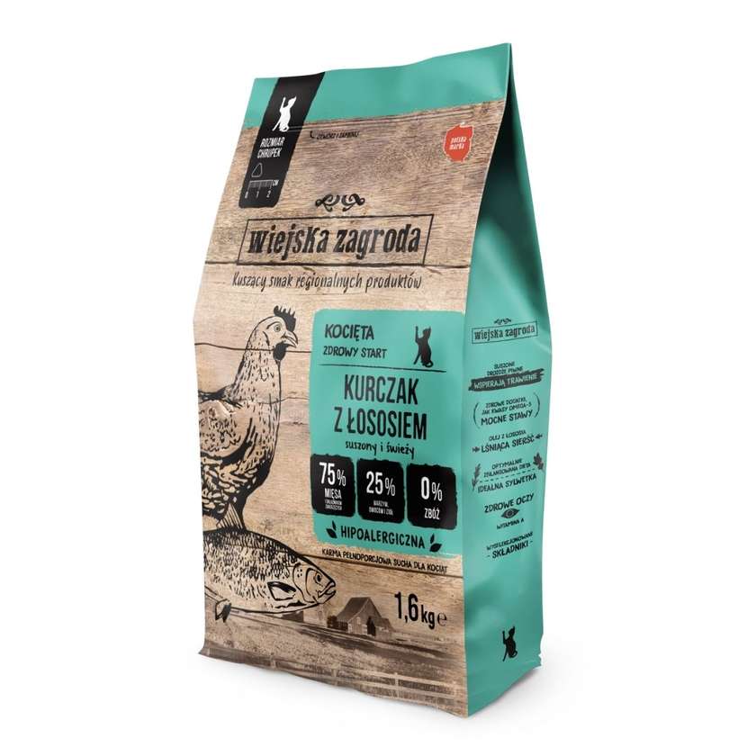 Wiejska Zagroda Dry Cat Food Chicken With Salmon (Kitten) 1.6kg