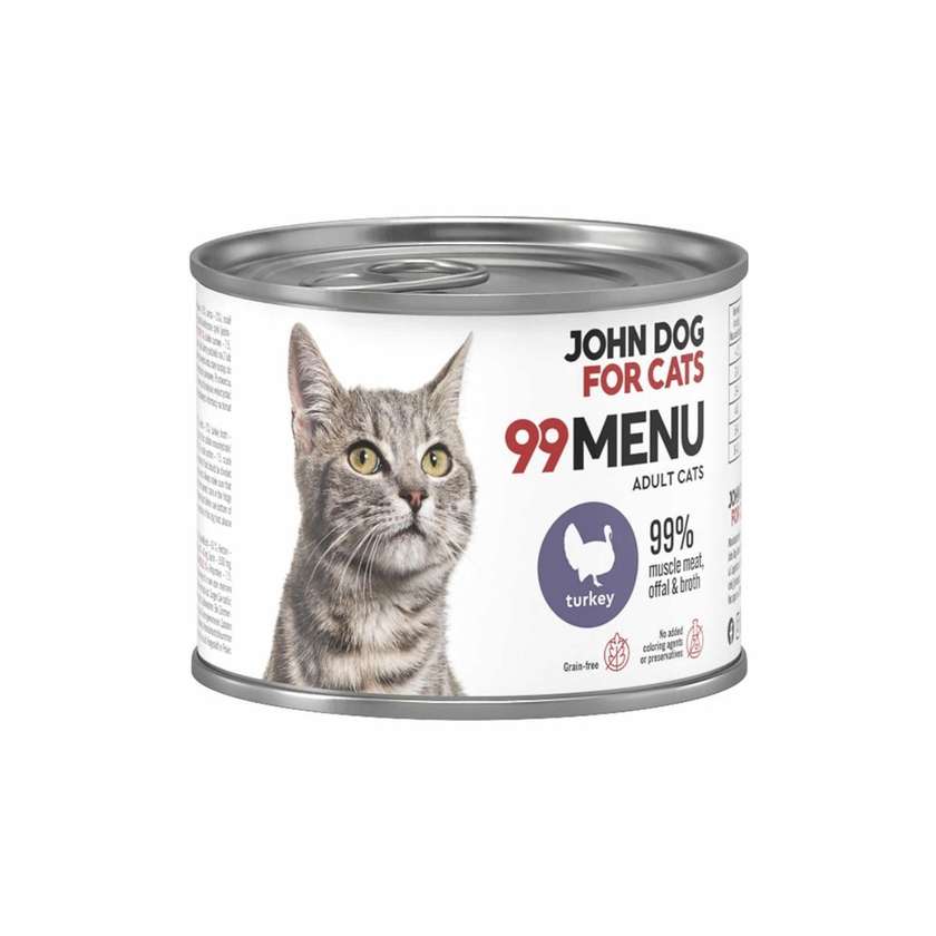 Wet Cat Food Turkey 99 Menu John Dog For Cats 200g