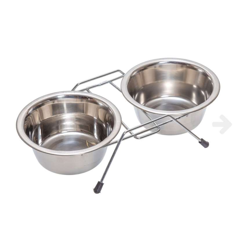 Double Bowl Set with Stainless Steel Stand 0.95 l