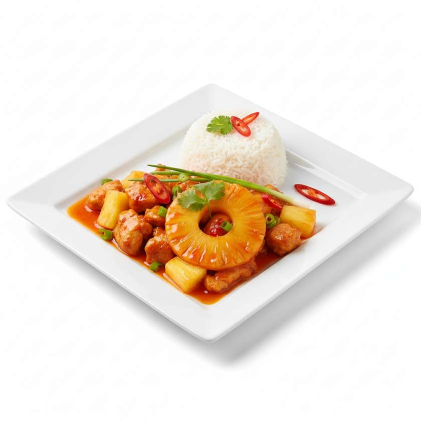 Chicken with pineapple with side dish