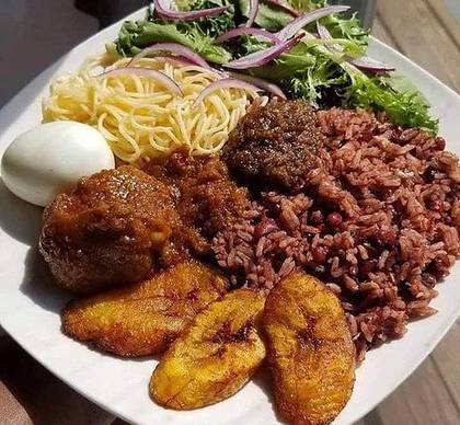 Waakye with Goat