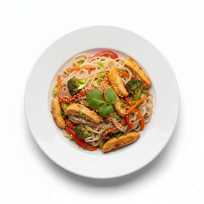 Rice noodles with chicken