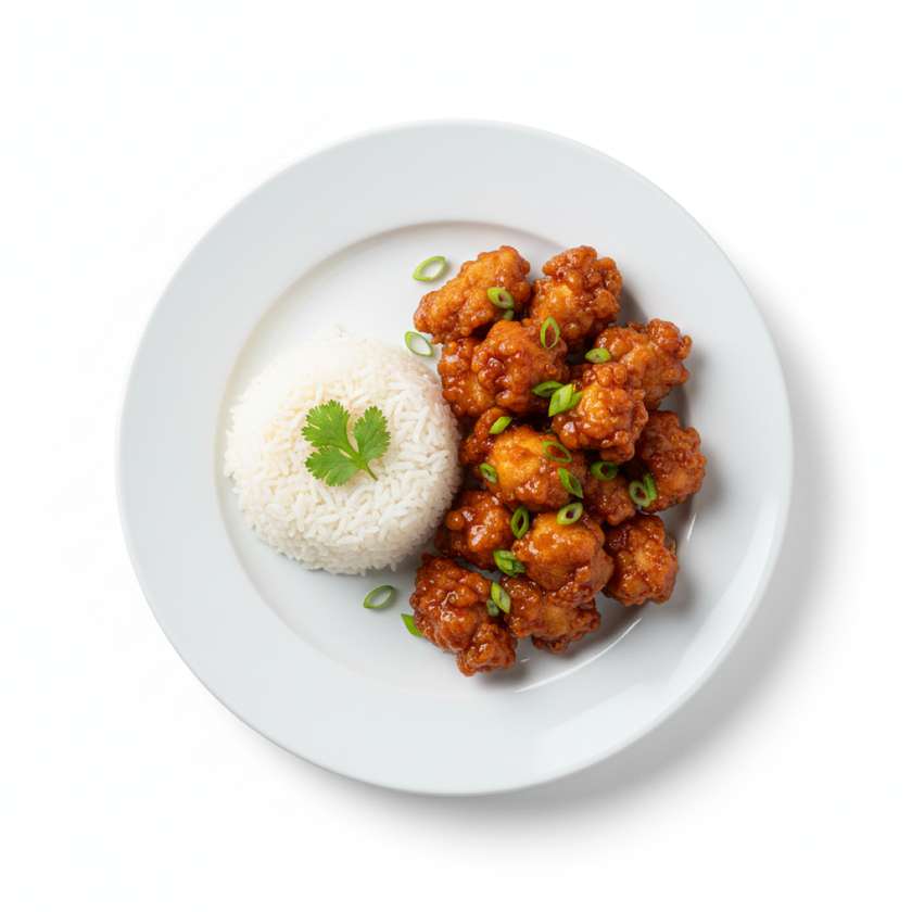 Chicken in Peking sauce with side dish