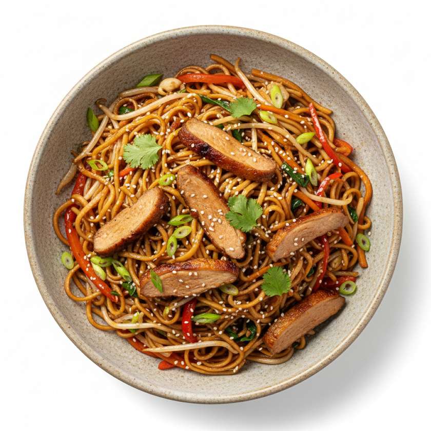 Fried noodles with duck noodles