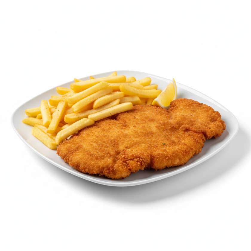 Chicken schnitzel with french fries