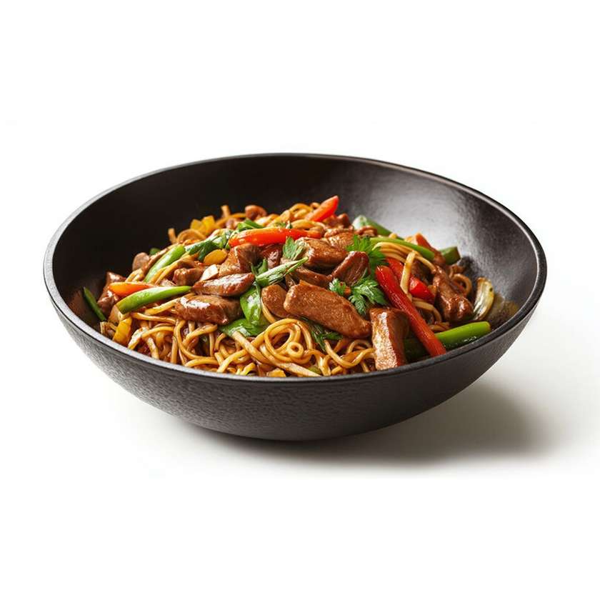 Singapore style beef noodles