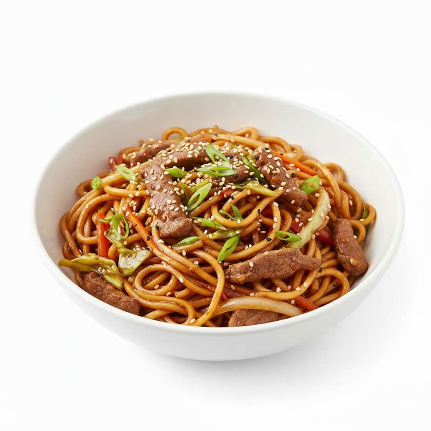 Fried noodles with meat