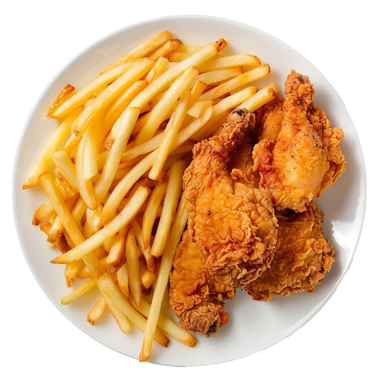 Potato Fries with Fried chicken (2pcs) & FREE COKE