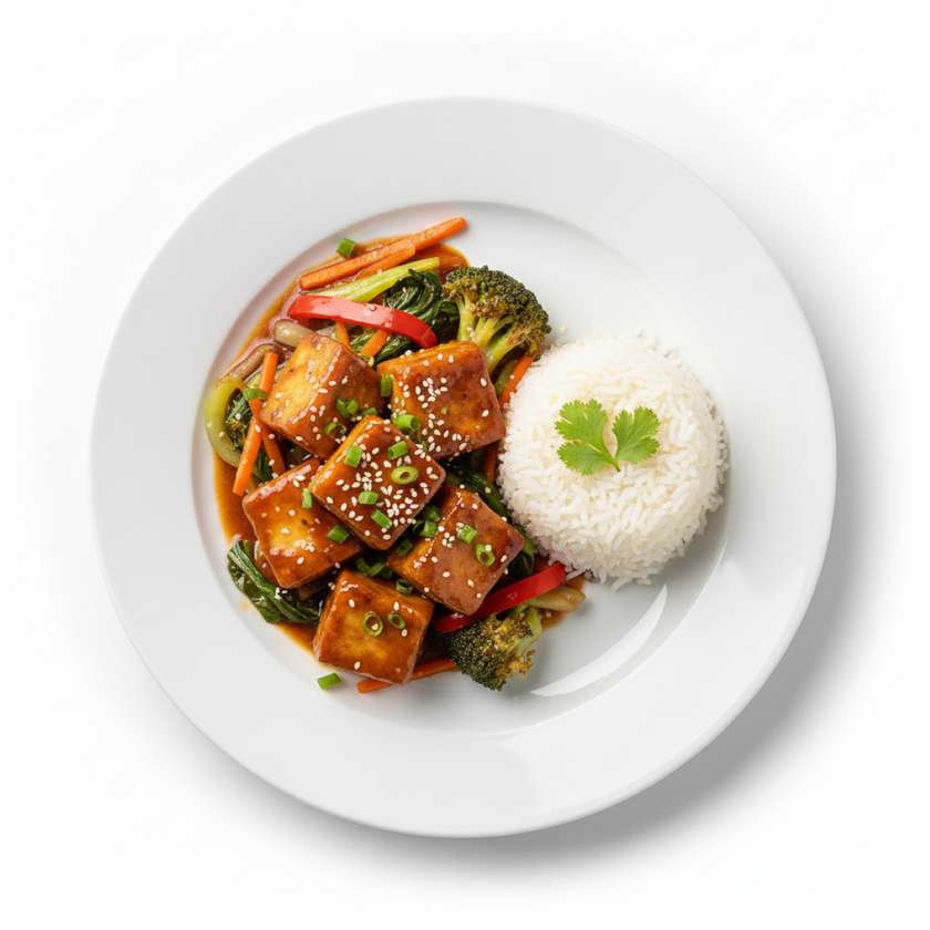 Buddhist style soy tofu with side dish