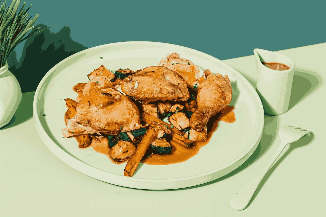 Juma' de pui la cuptor cu legume 350/200/50gr