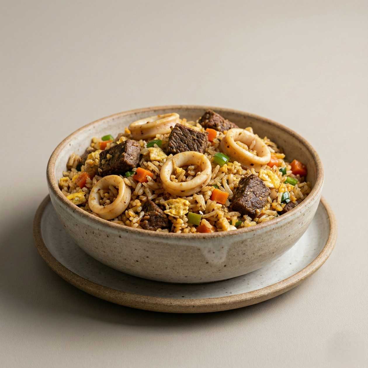 Calamari and Beef fried rice