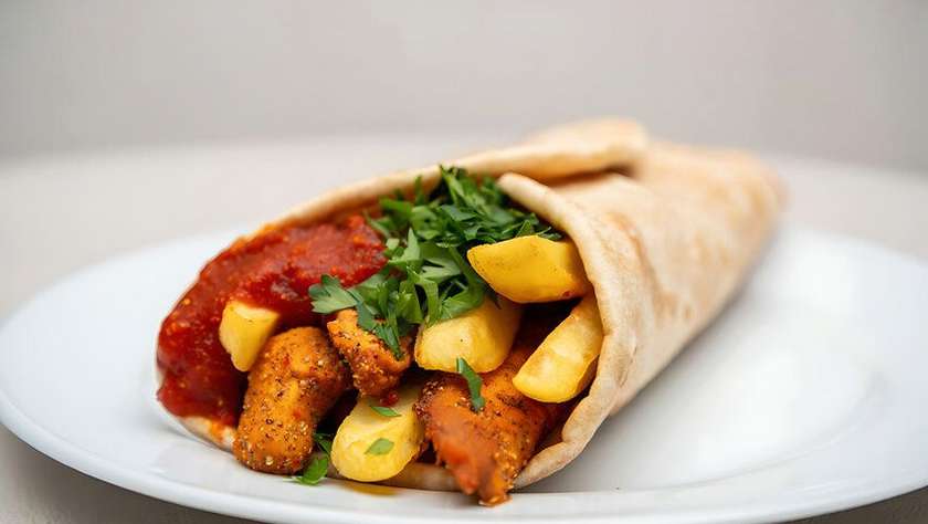 Chicken shawarma with french fries