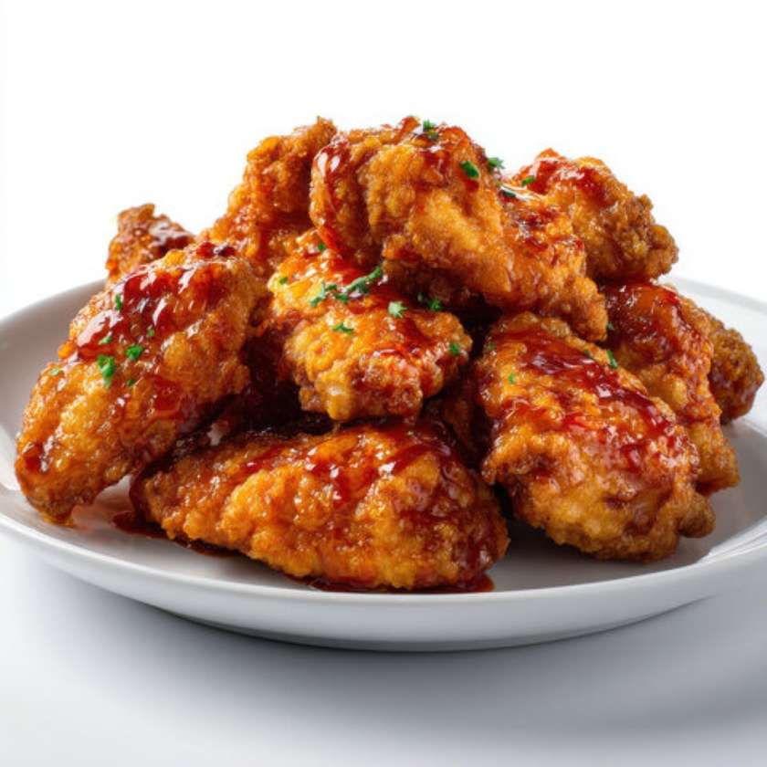 Fried chicken wings with sauce