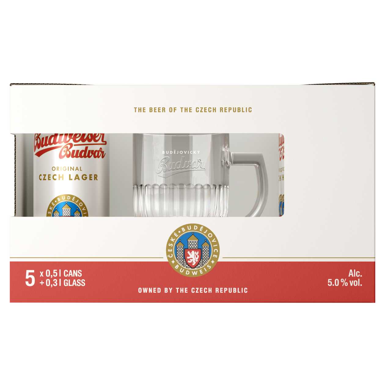 Budvar 12 5x0,5l VO pl + pohár