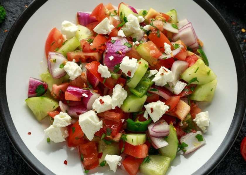 Cucumbers, hot peppers, olives