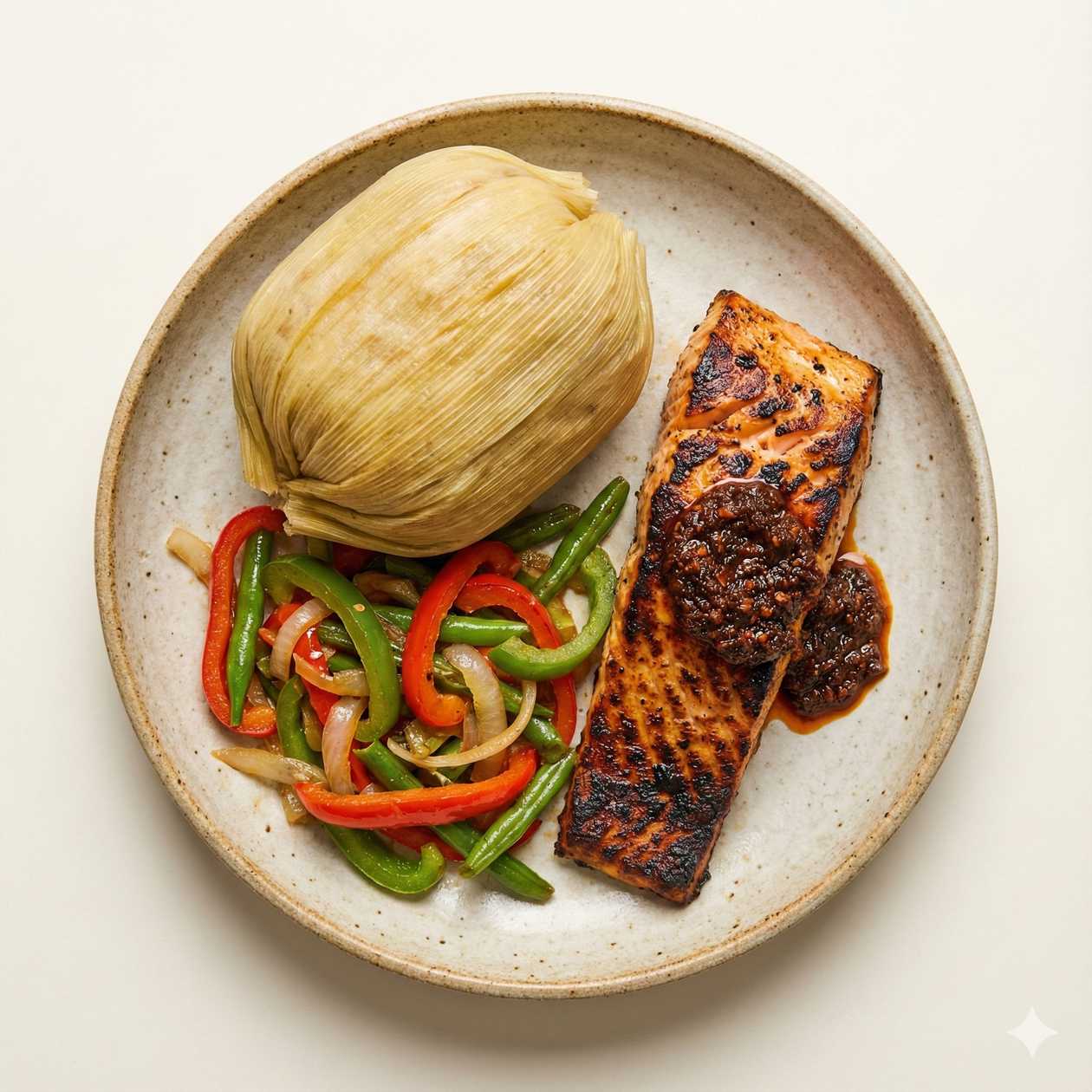 Fante Kenkey and Shito lo/Grilled Salmon