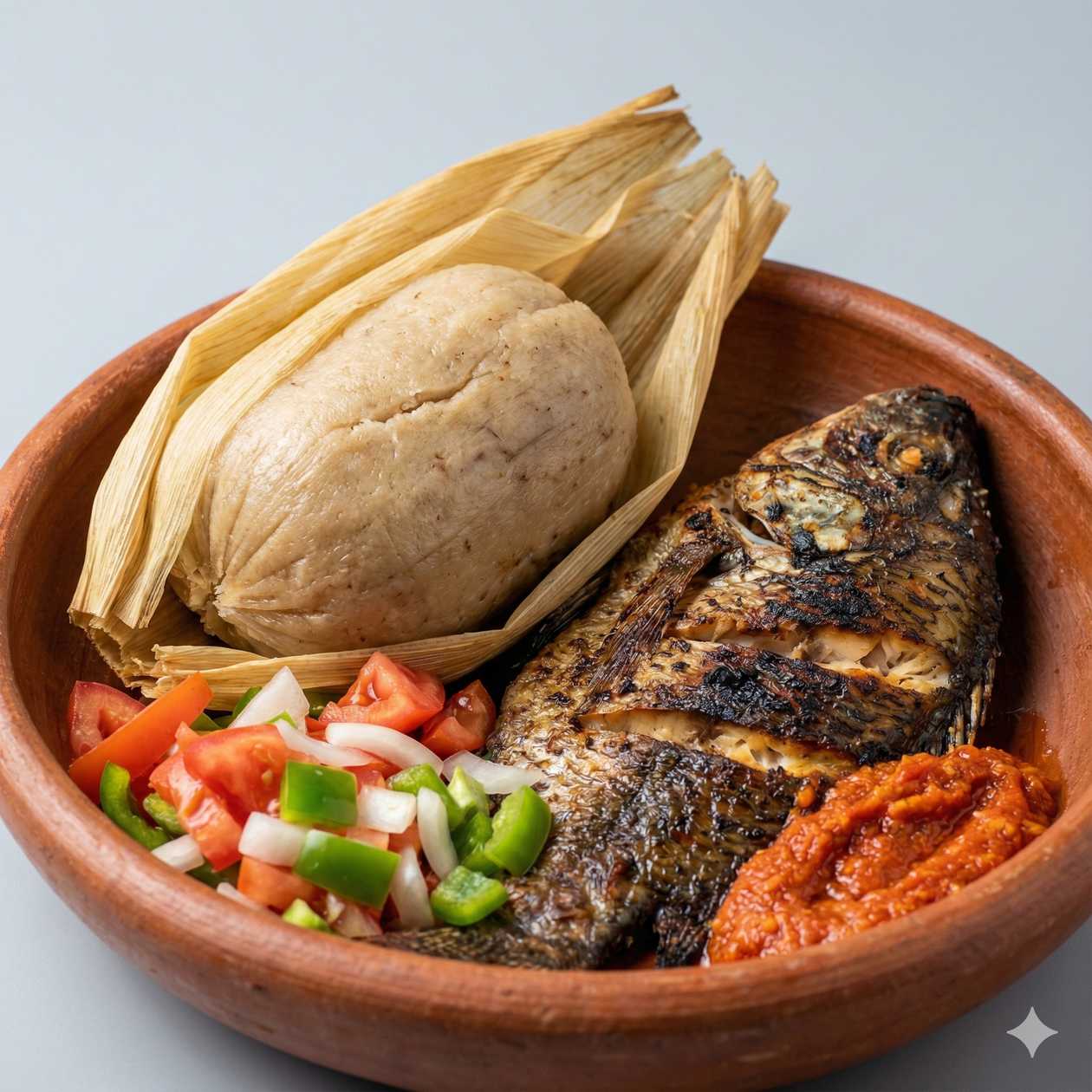 Ga Kenkey and half grilled tilapia