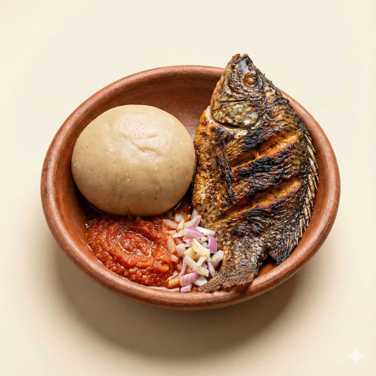 Banku  and half grilled tilapia