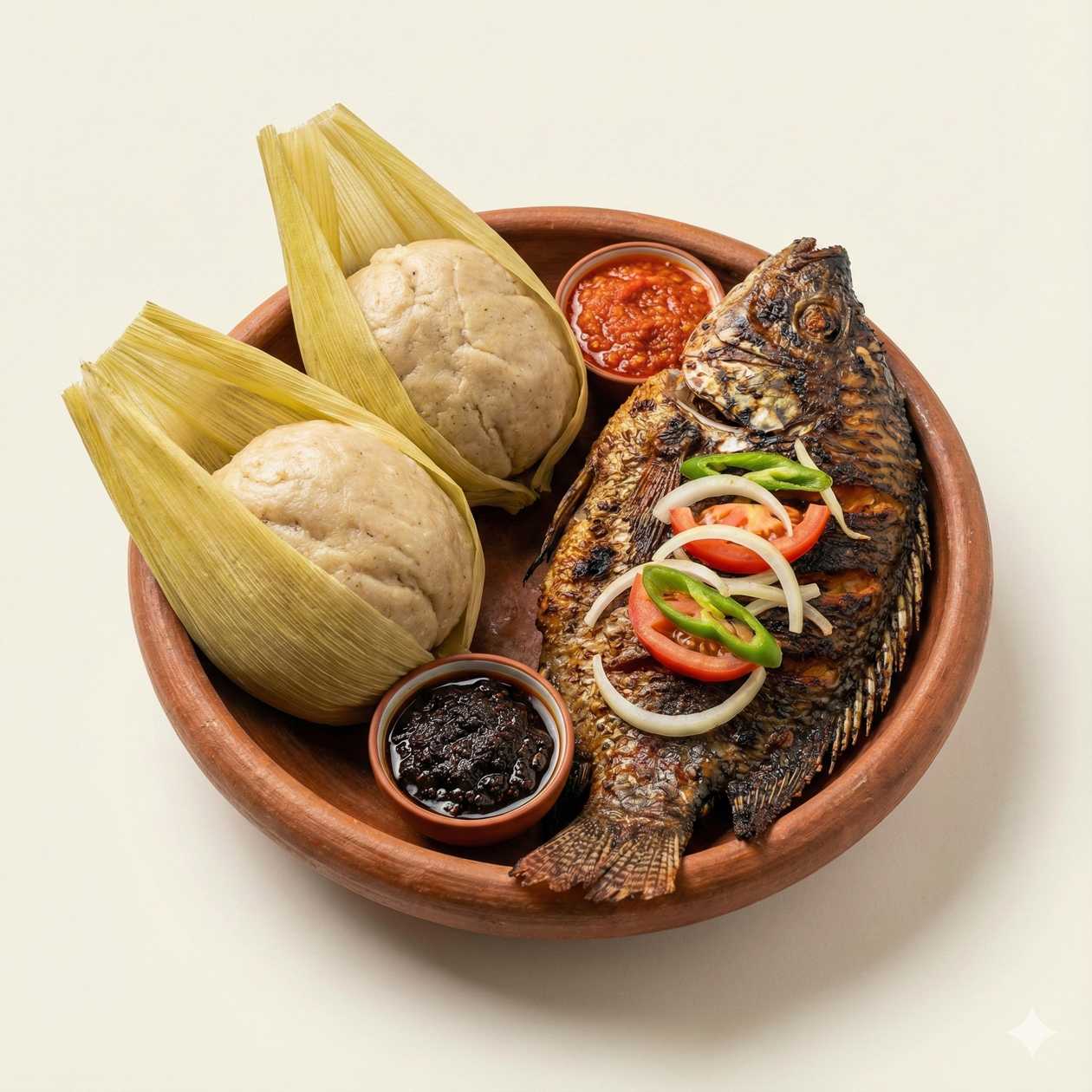 Ga Kenkey with full  grilled tilapia