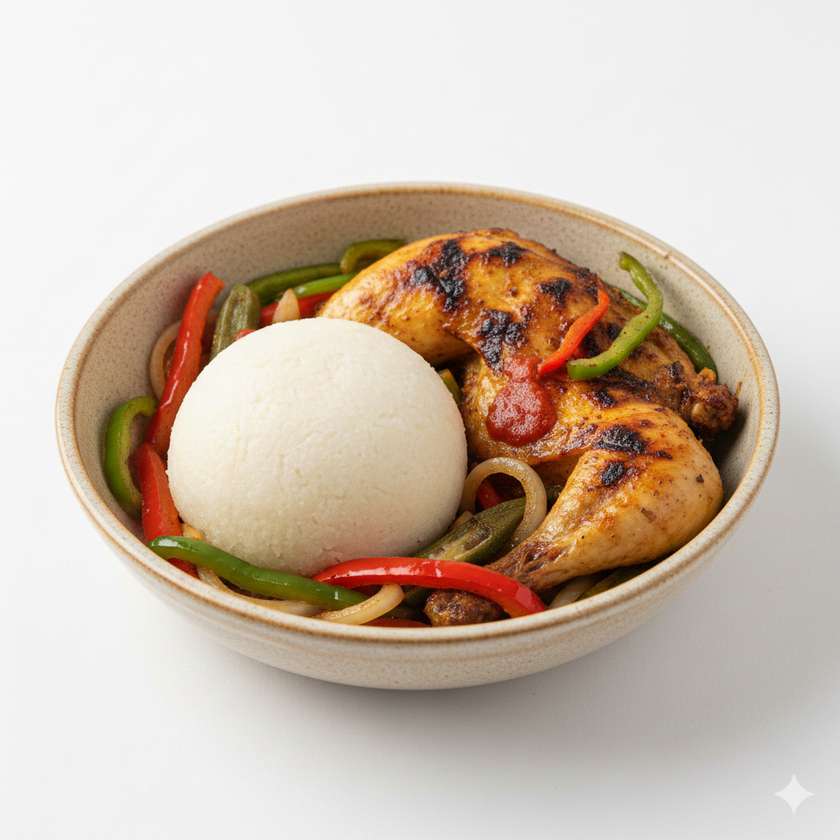 Banku and Grilled Chicken