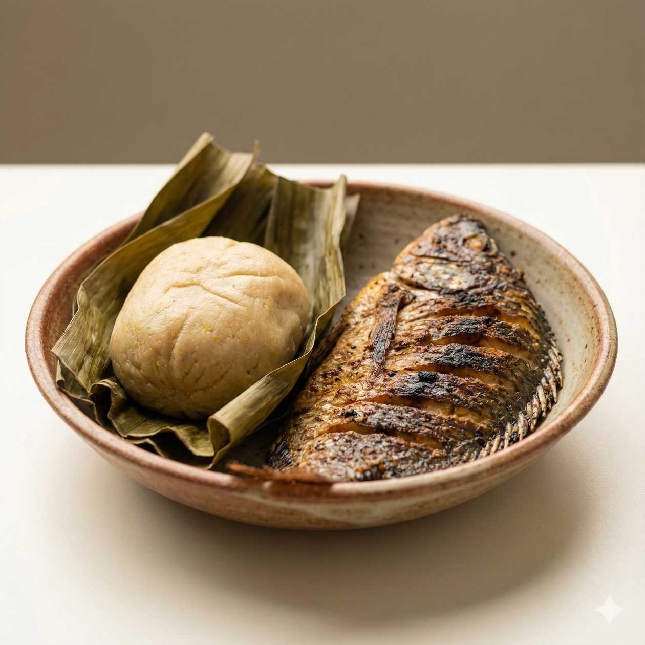 Fante Kenkey and half grilled tilapia