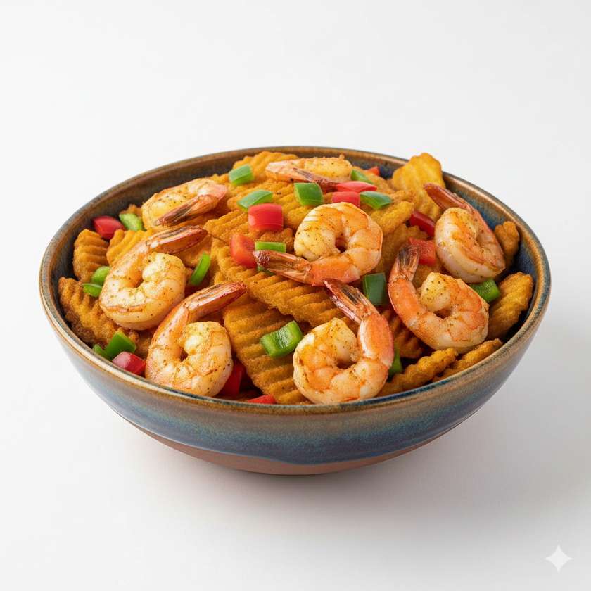 Yam Chips and Shrimps