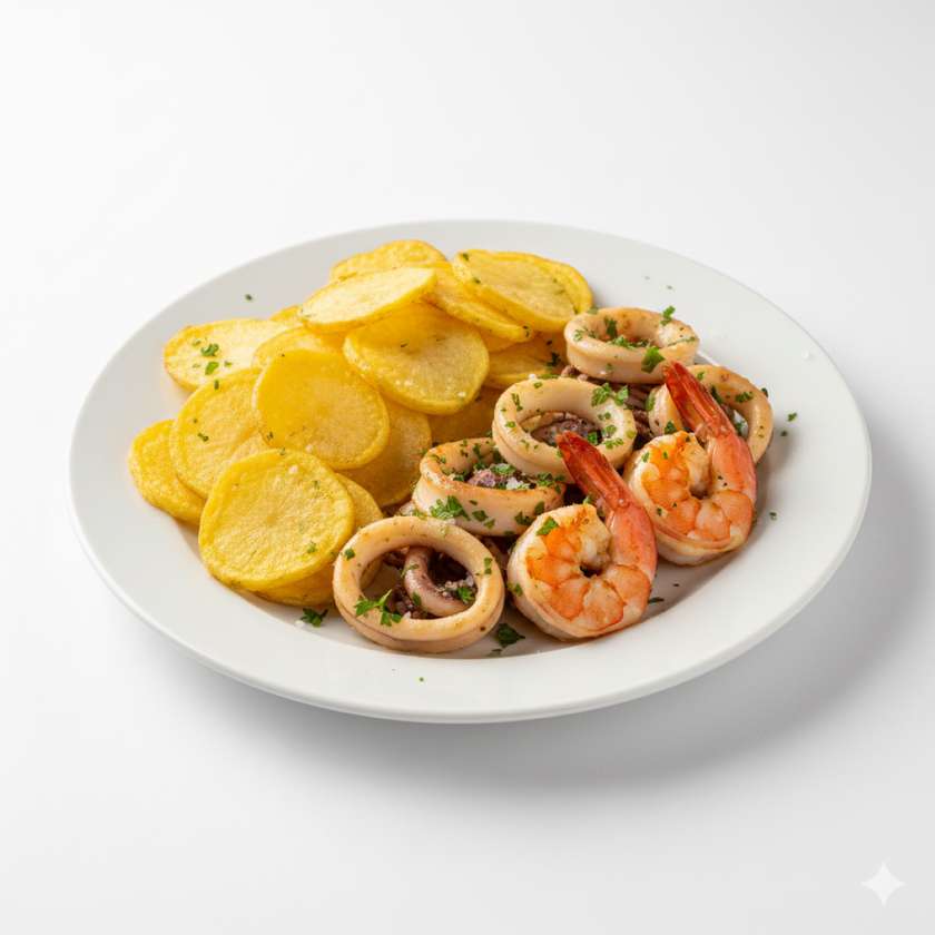 Lulas na Frigideira com Gambas 1 Pessoa