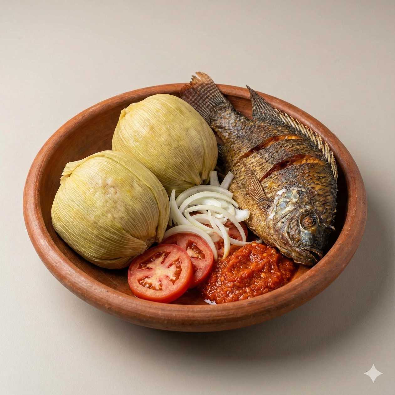 Ga Kenkey and full fried tilapia