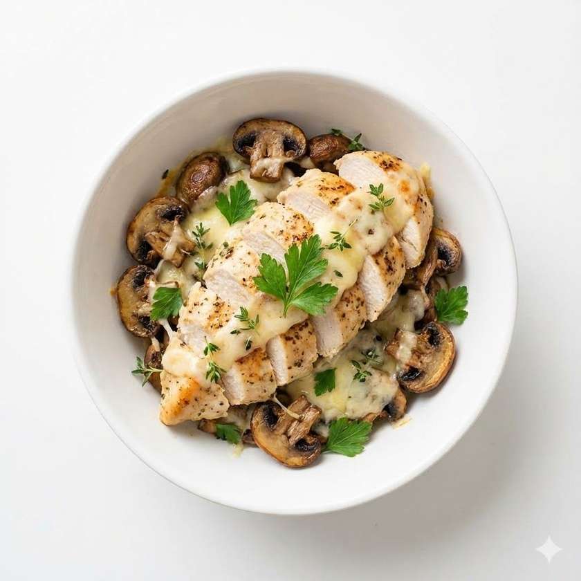 Kuřecí prso s houbami a sýrem