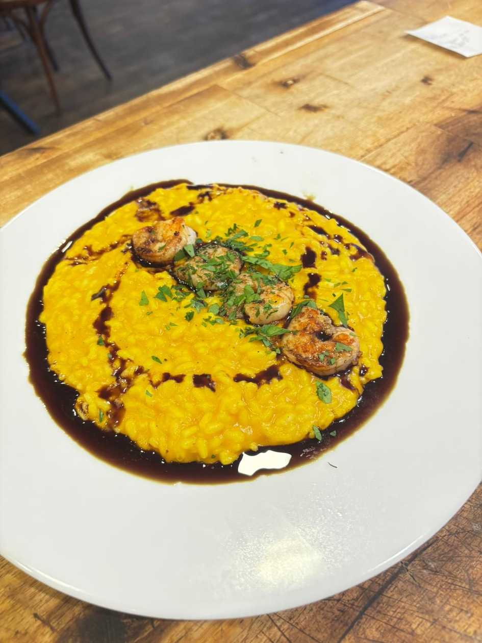 Risotto al zucca, gamberi