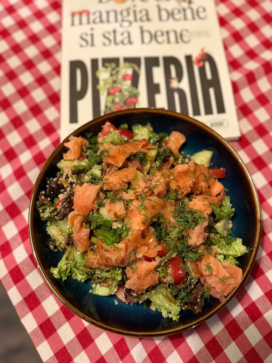 Cous cous salad with smoked salmon