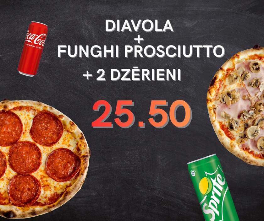 DIAVOLA + FUNGHI PROSCIUTTO + DIVI DZĒRIENI