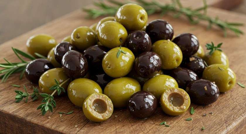 Zelené a černé olivy
