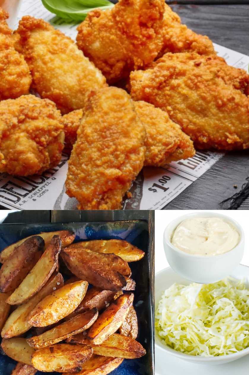 COMBO STRIPS PIEPT DE PUI / CARTOFI WEDGES/ MAIONEZA CU USTUROI+ COLA CADOU