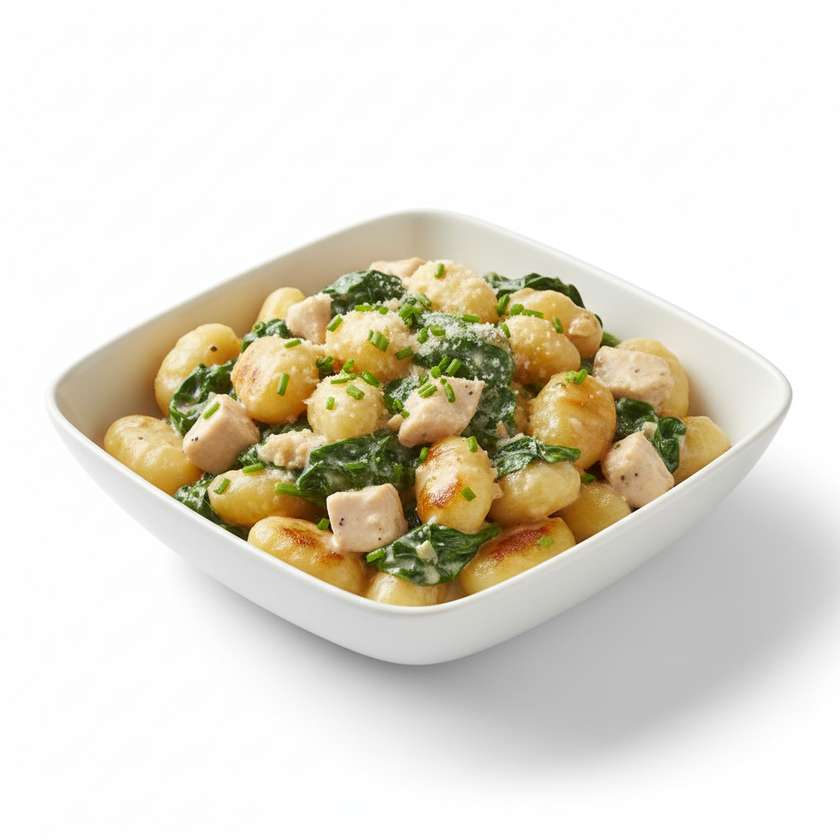 Gnocchi con spinaci e pollo