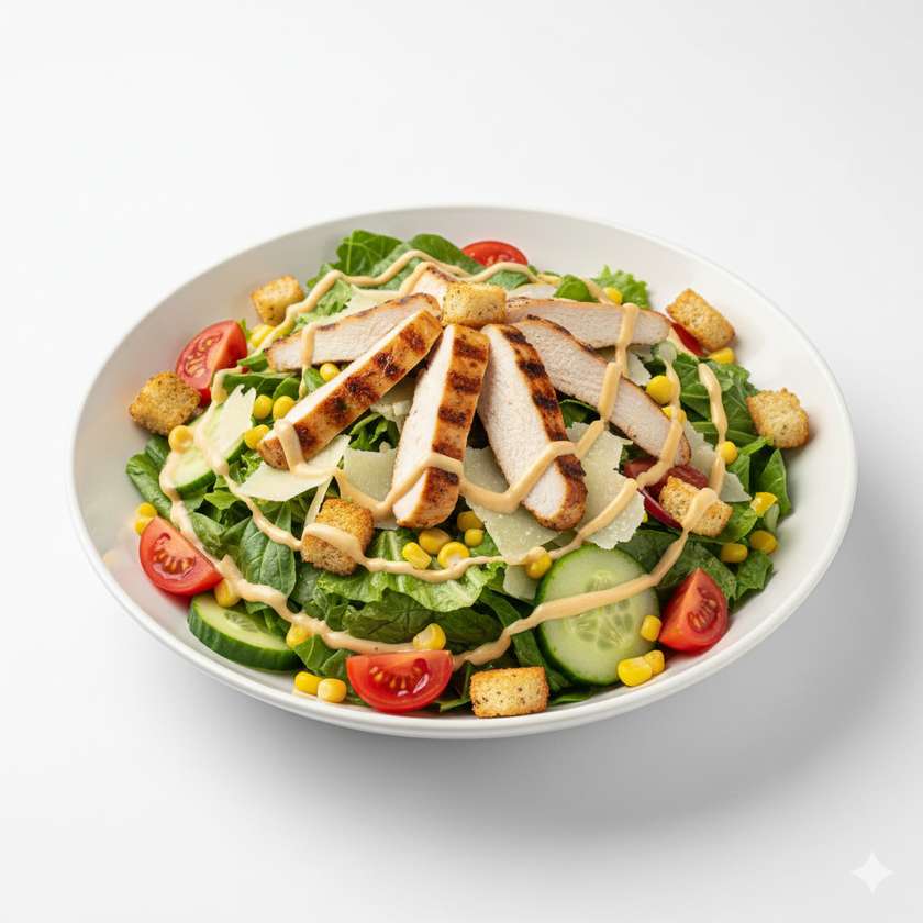 Salad alla Caesar with chicken