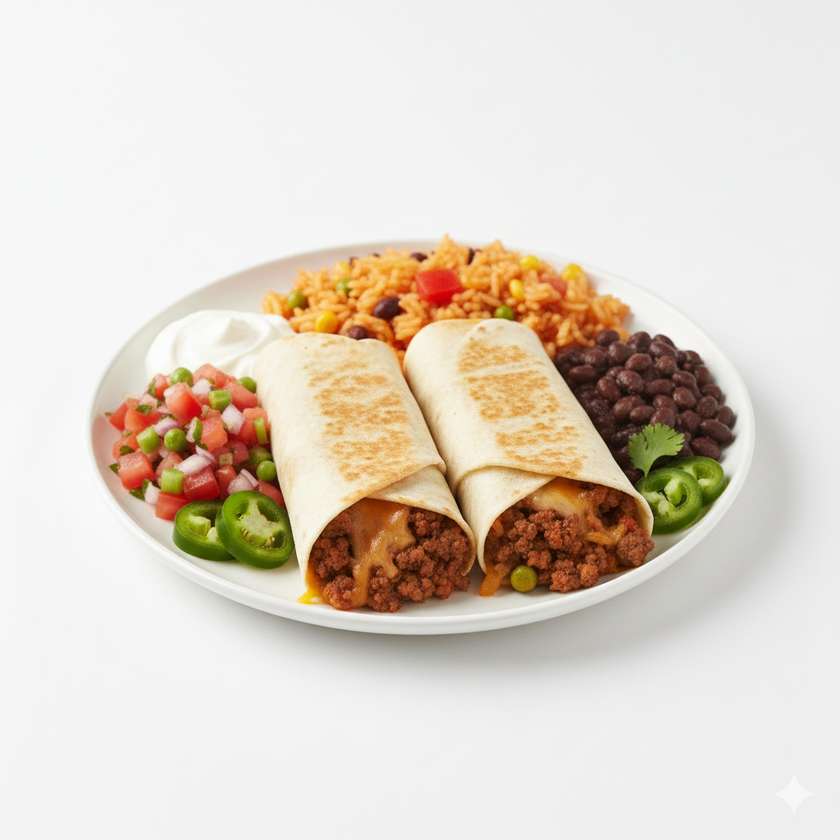 Carne asada burrito with seasoned beef