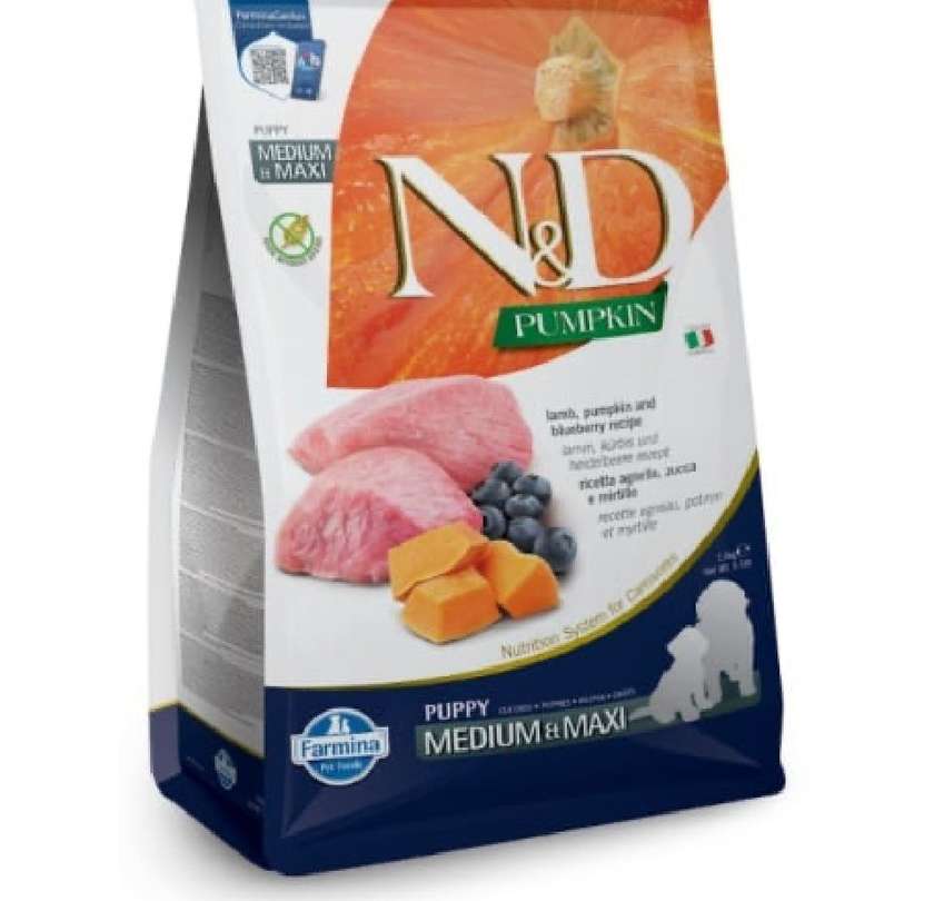 N&D Pumpkin Lamb, Pumpkin & Blueberry Puppy Medium & Maxi – Bulk 1 kg