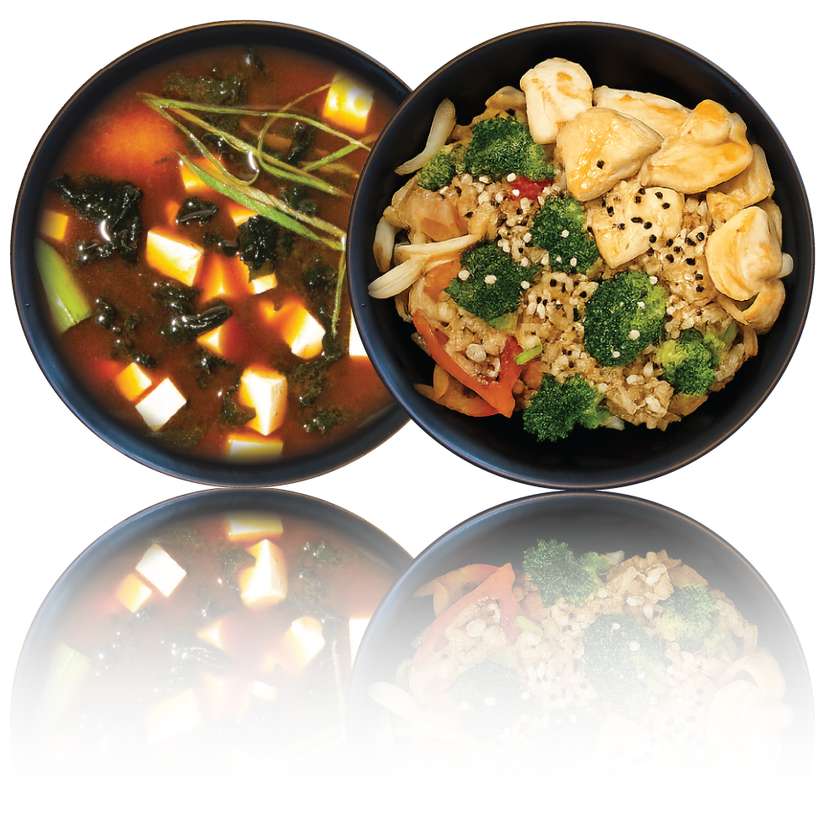 Rice with Chicken and Vegetables in WoK sauce + Miso soup Classic