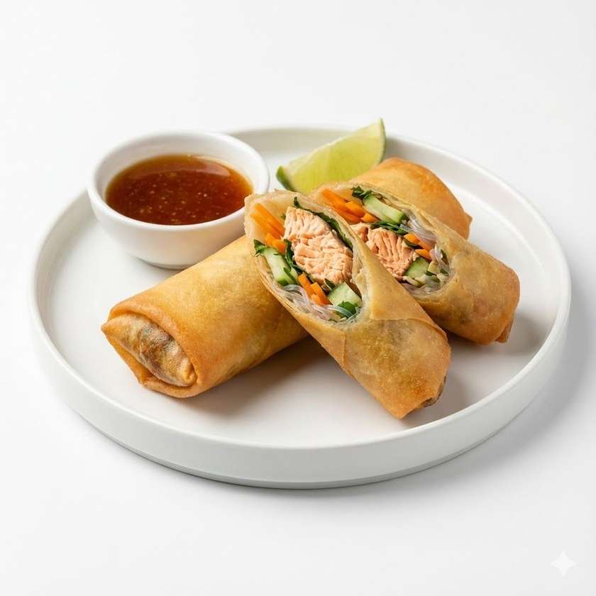 Spring rollwith  salmon