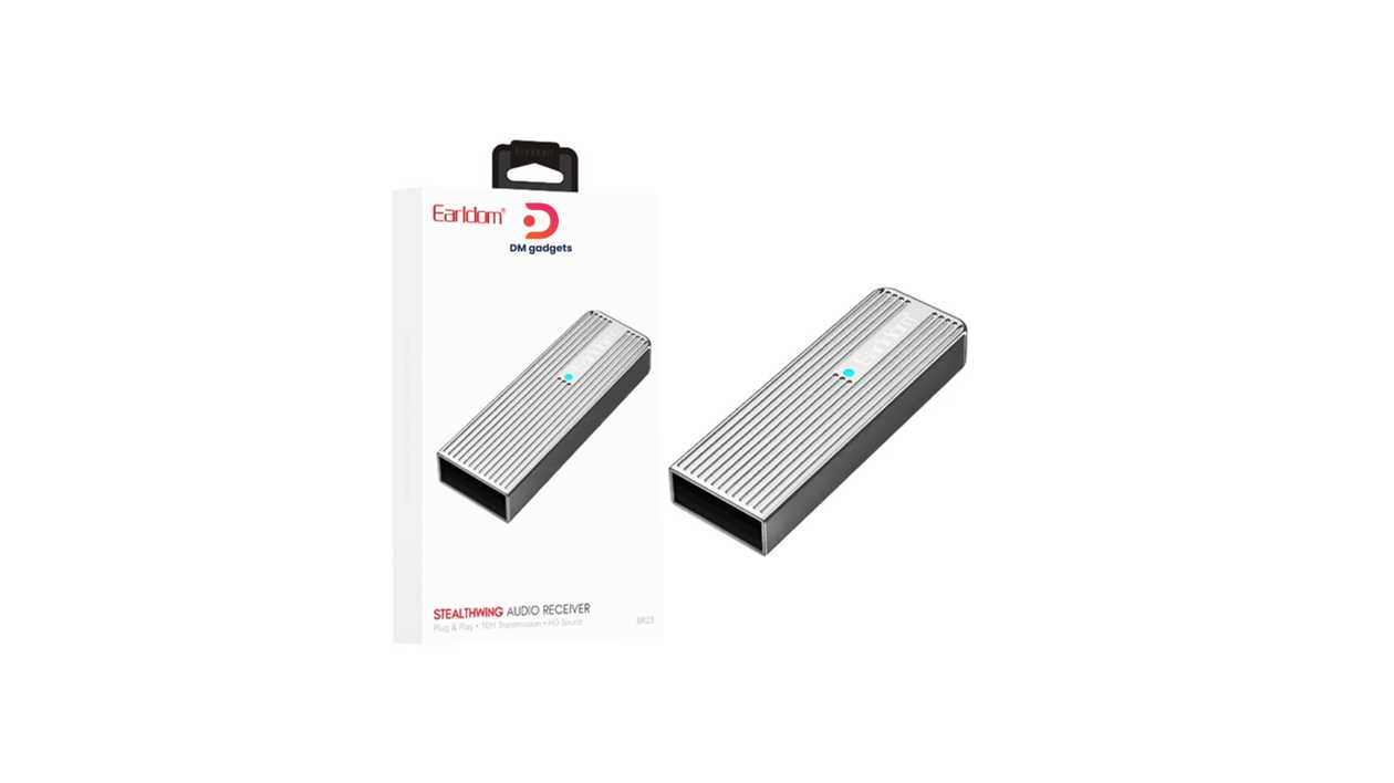 #010C#Earldom®ET-BR23 BT 5.3 Stealth wing Audio Receiver 10m Transmission/HD Sound -Silver