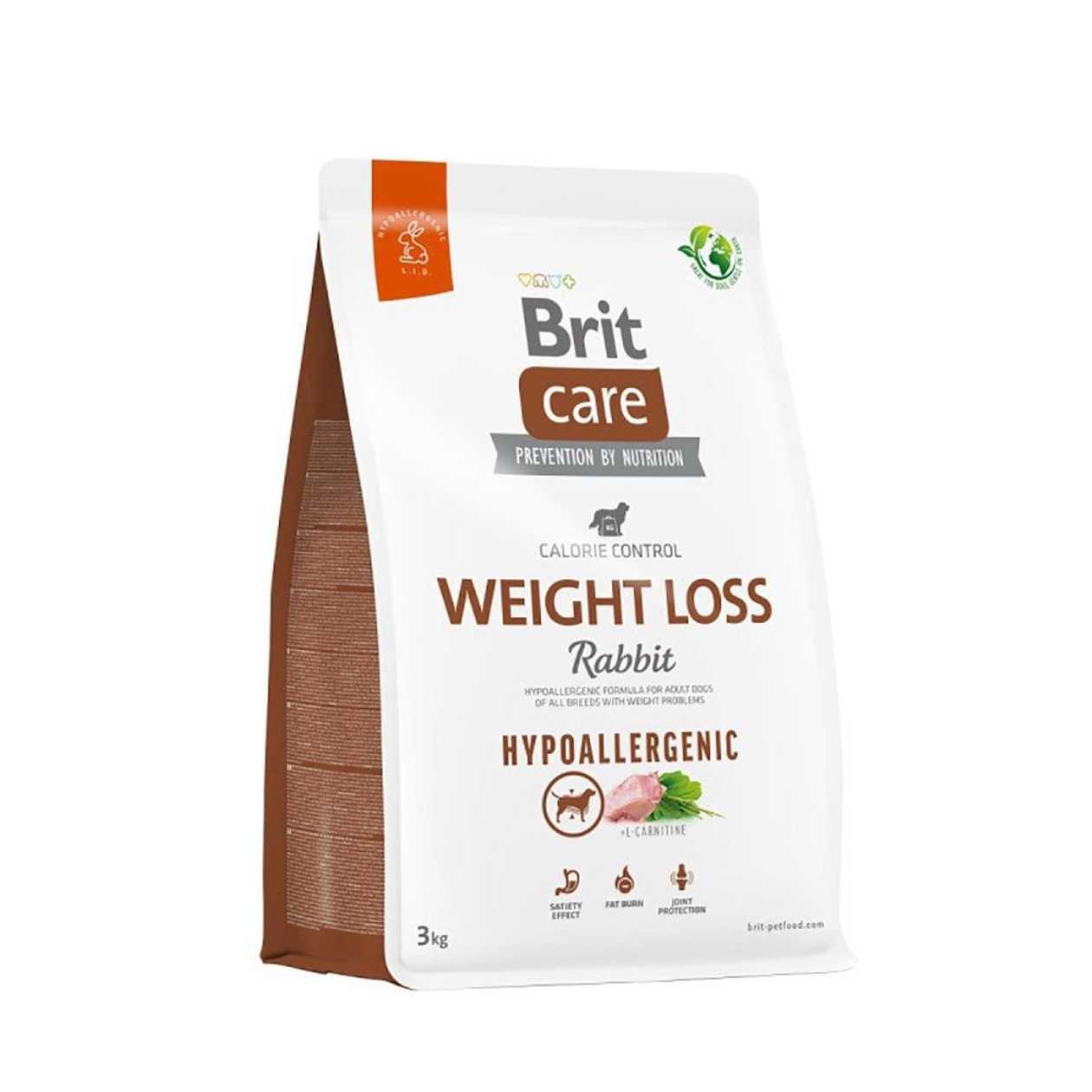 Brit Care Hypoallergenic Weight Loss Rabbit & Rice sausā barība suņiem Trusis, rīsi, 3 kg  -  [59176]